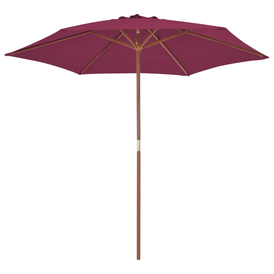 Parasol d'extérieur avec mât en bois 270 cm rouge bordeaux - 2