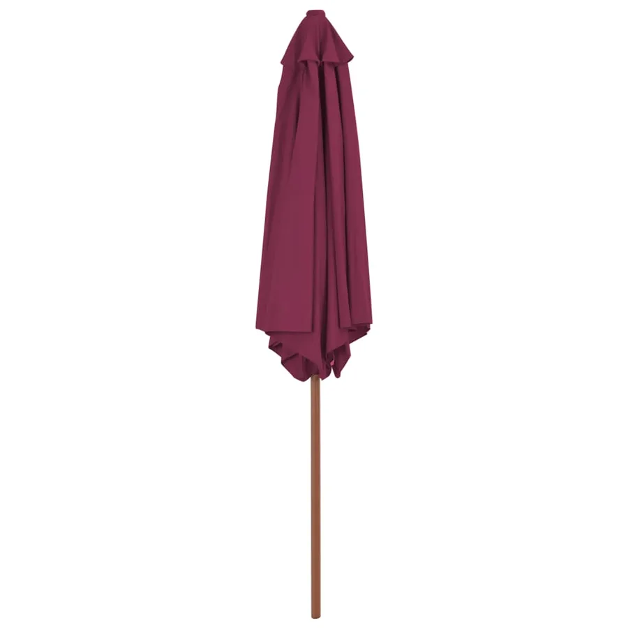Parasol d'extérieur avec mât en bois 270 cm rouge bordeaux - 3