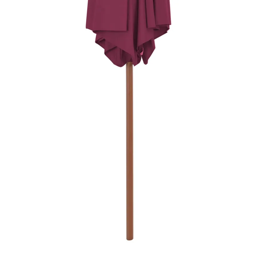 Parasol d'extérieur avec mât en bois 270 cm rouge bordeaux - 4