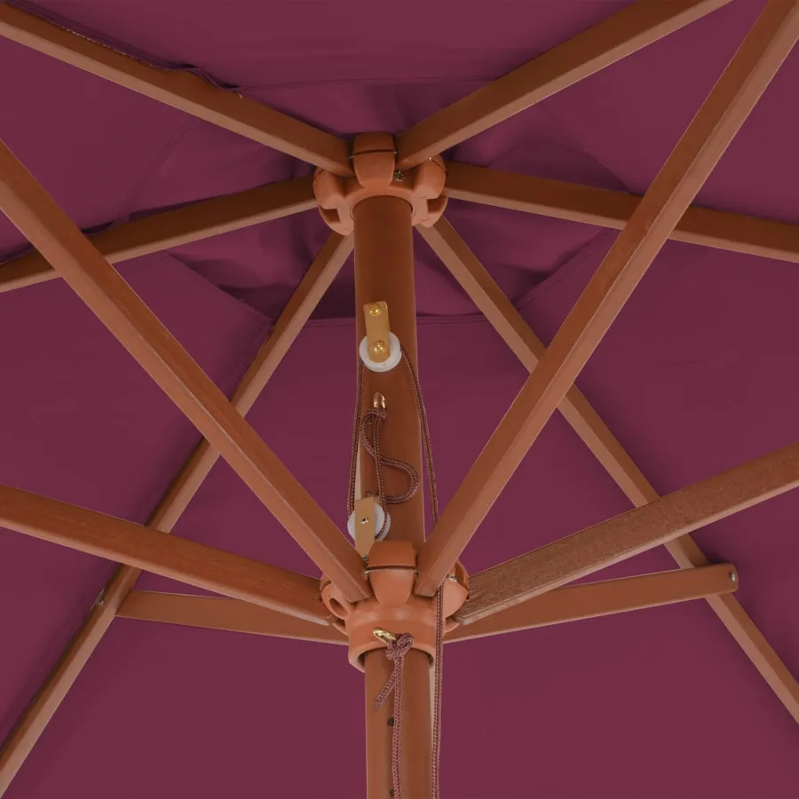 Parasol d'extérieur avec mât en bois 270 cm rouge bordeaux - 5