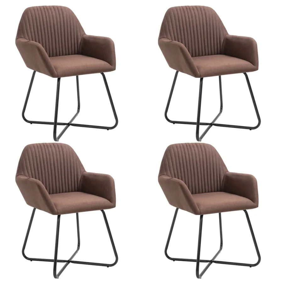 Chaises à manger lot de 4 marron tissu