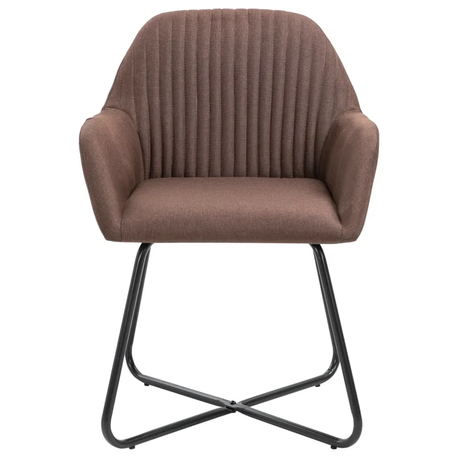 Chaises à manger lot de 4 marron tissu - 3