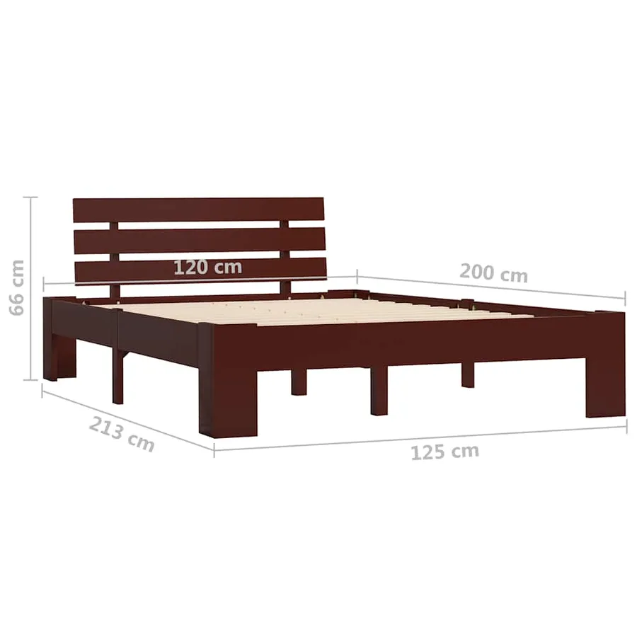 Cadre de lit sans matelas marron foncé pin massif 120x200 cm - 7