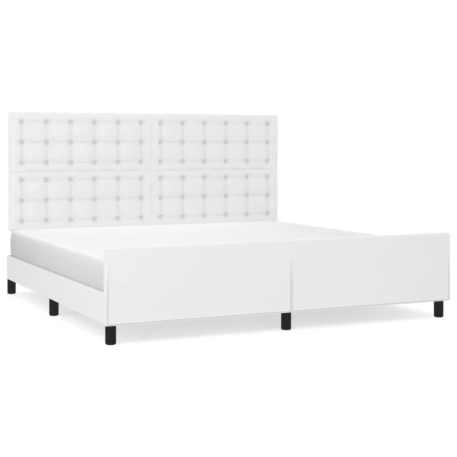 Cadre de lit sans matelas blanc 200x200 cm similicuir - 2