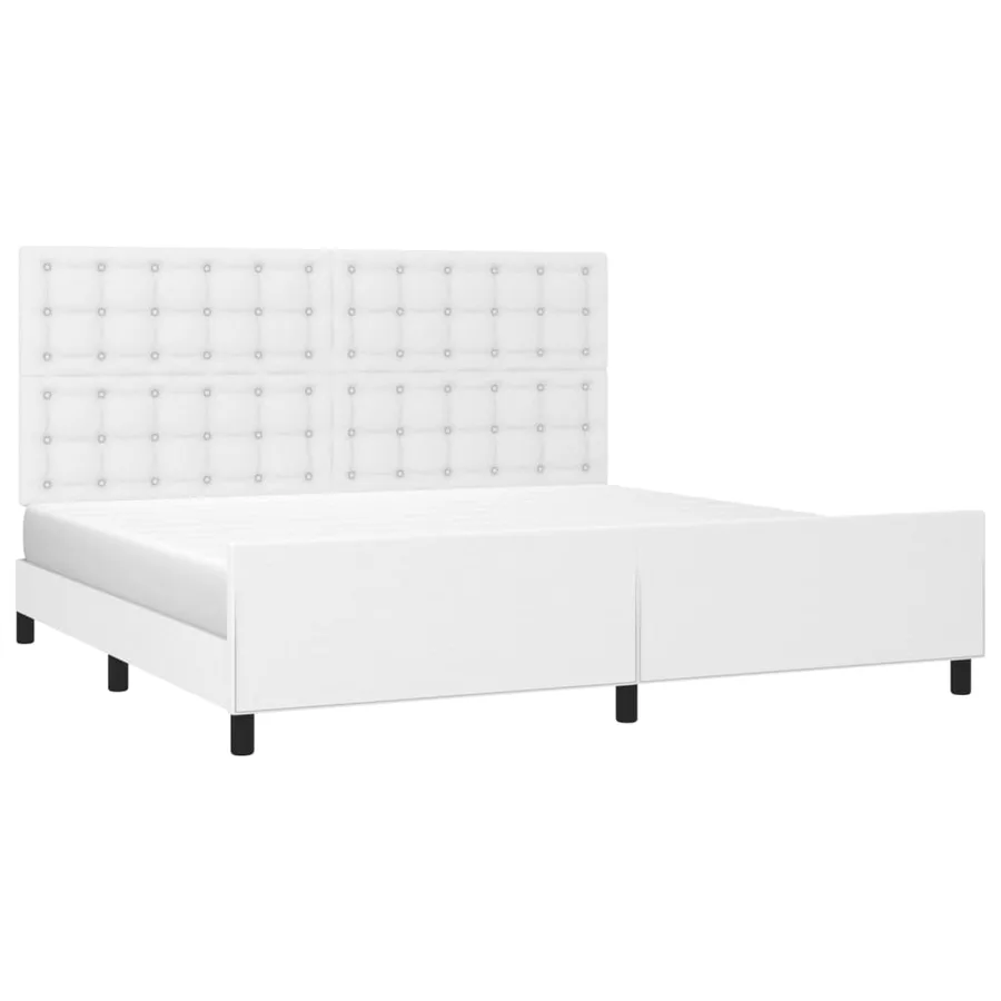 Cadre de lit sans matelas blanc 200x200 cm similicuir - 3