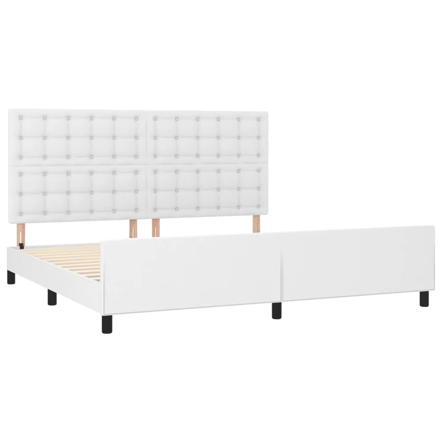 Cadre de lit sans matelas blanc 200x200 cm similicuir - 4
