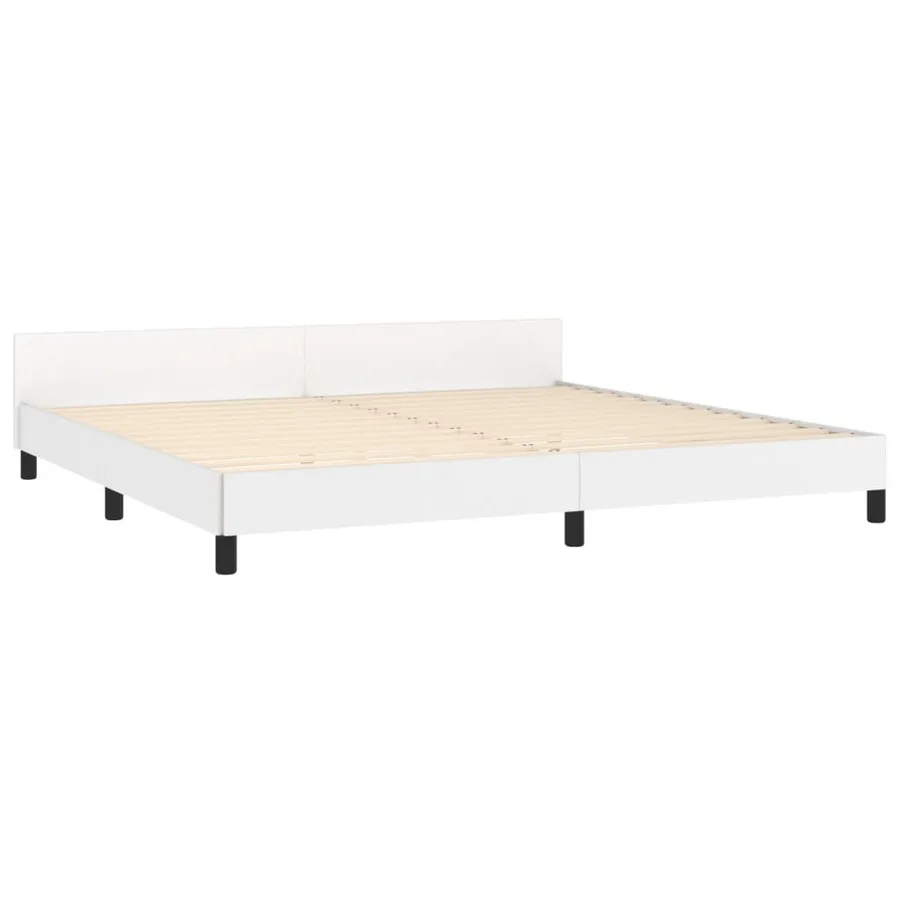 Cadre de lit sans matelas blanc 200x200 cm similicuir - 5