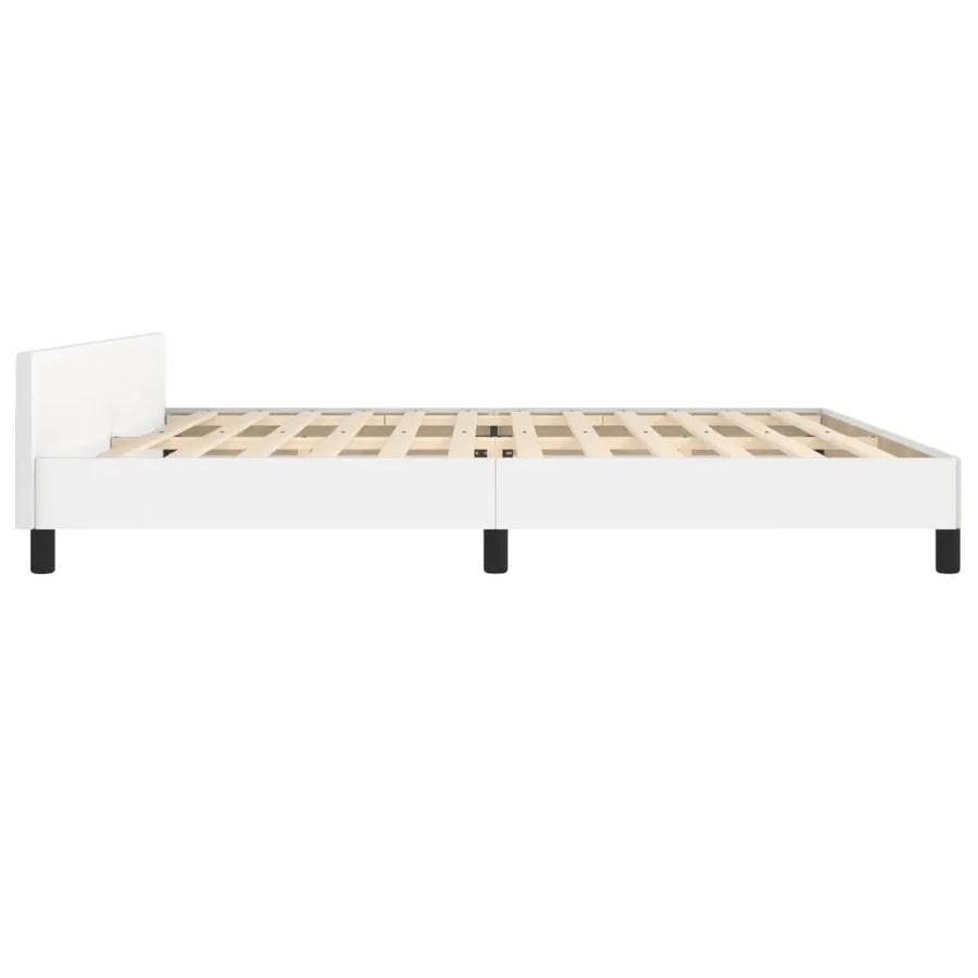 Cadre de lit sans matelas blanc 200x200 cm similicuir - 7