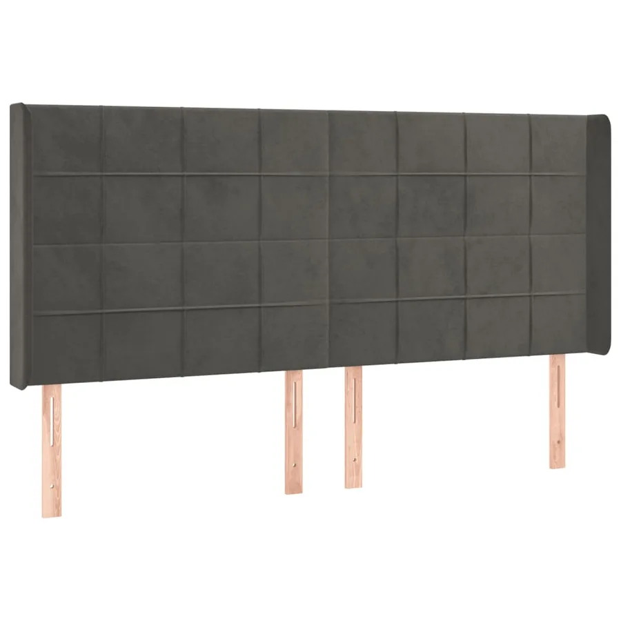 Tête de lit à LED Gris foncé 203x16x118/128 cm Velours - 3