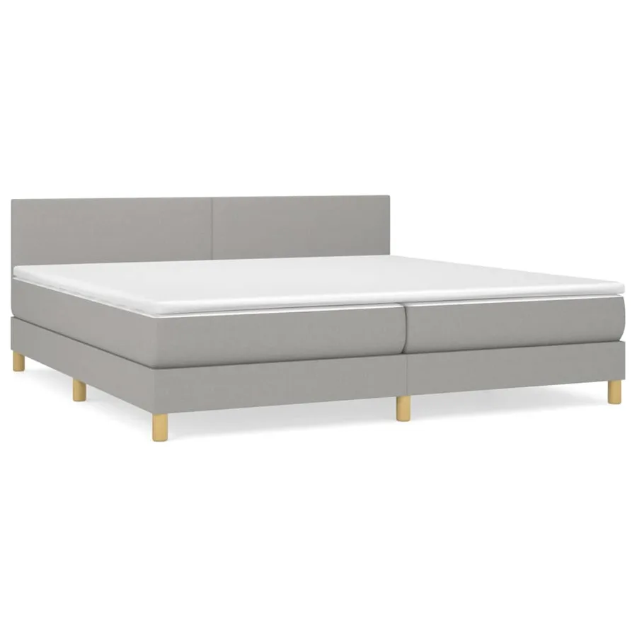 Sommier à lattes de lit avec matelas Gris clair 200x200cm Tissu - 2