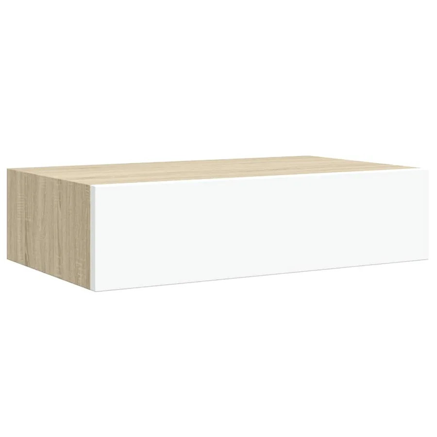 Étagères à tiroir murales 2 pcs Chêne et blanc 40x23,5x10cm MDF - 6