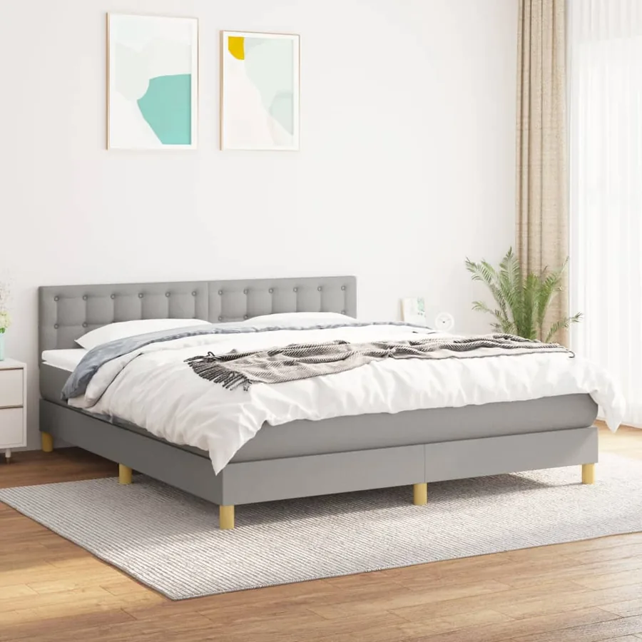 Sommier à lattes de lit avec matelas Gris clair 180x200cm Tissu