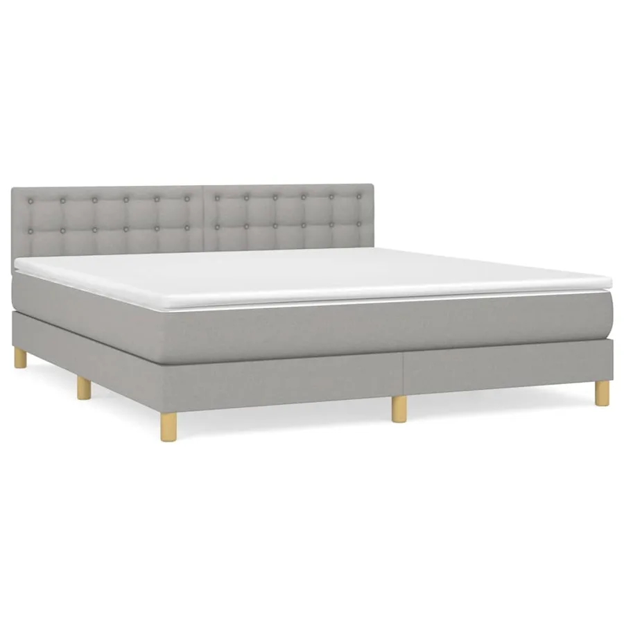 Sommier à lattes de lit avec matelas Gris clair 180x200cm Tissu - 2