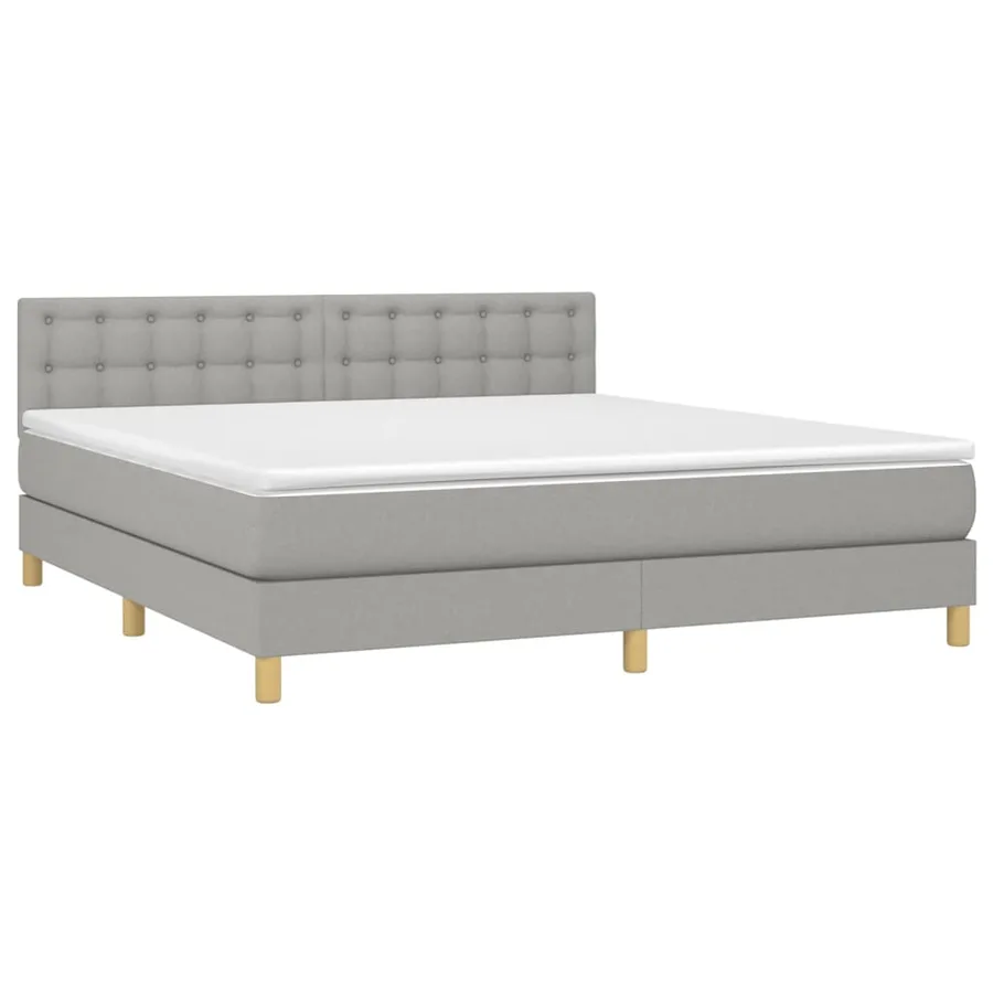 Sommier à lattes de lit avec matelas Gris clair 180x200cm Tissu - 3