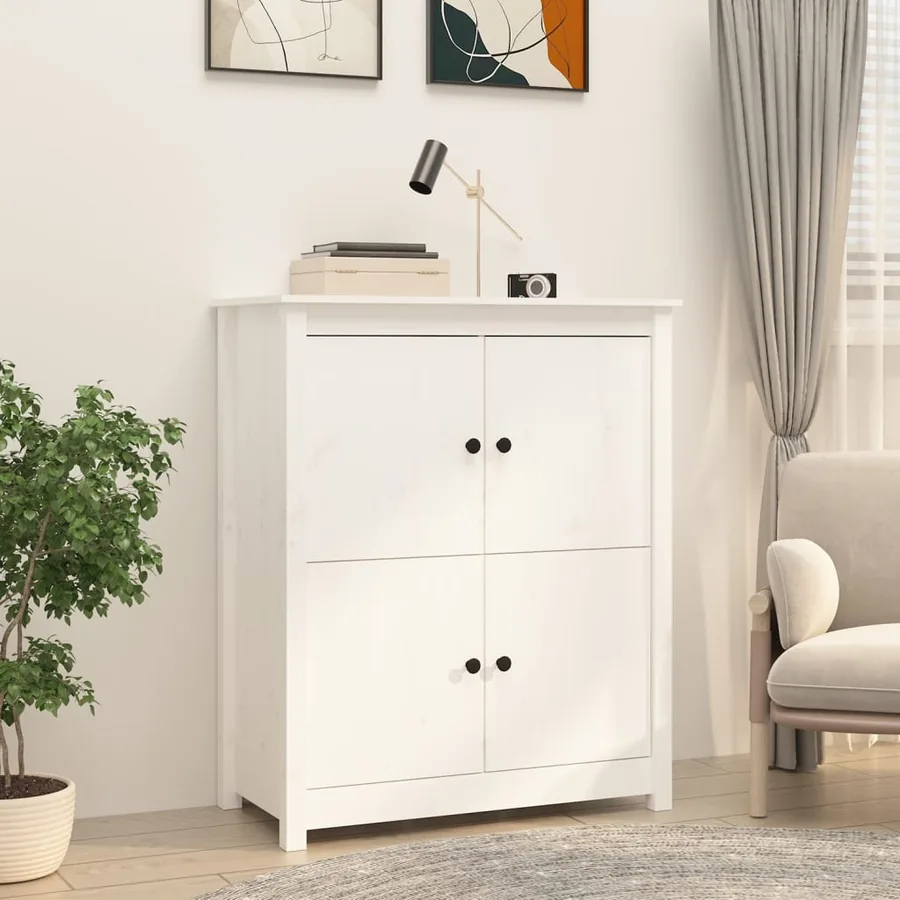 Buffet Blanc 83x41,5x100 cm Bois massif de pin