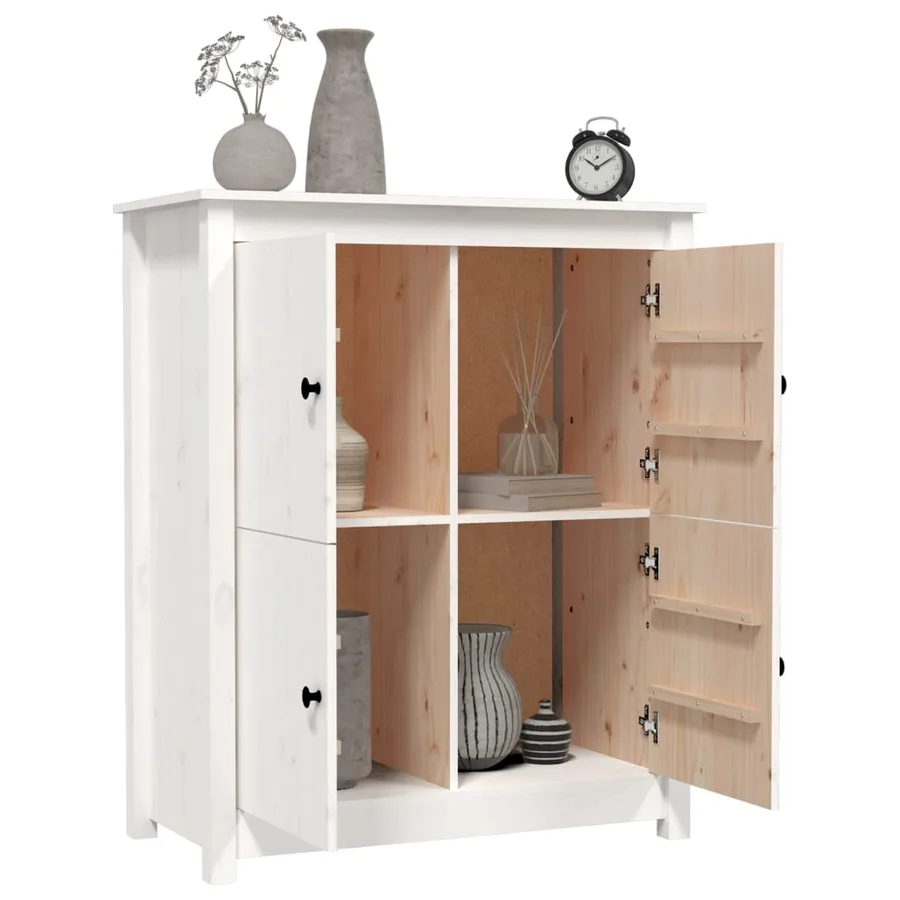 Buffet Blanc 83x41,5x100 cm Bois massif de pin - 4