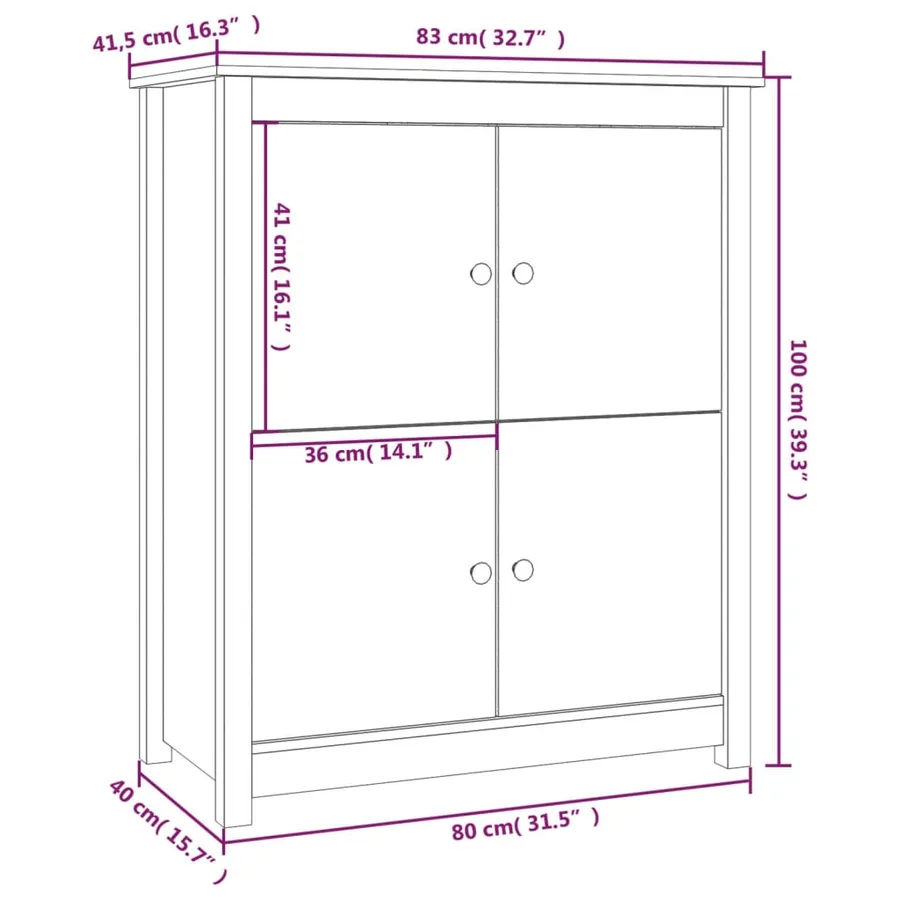 Buffet Blanc 83x41,5x100 cm Bois massif de pin - 9