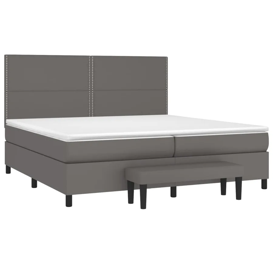Sommier à lattes de lit avec matelas Gris 200x200 cm Similicuir - 3