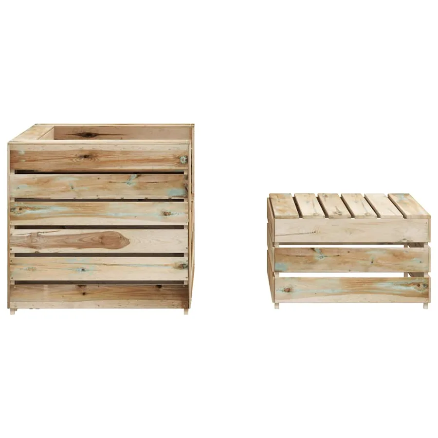 Salon de jardin palette 2 pcs Bois de pin imprégné - 4