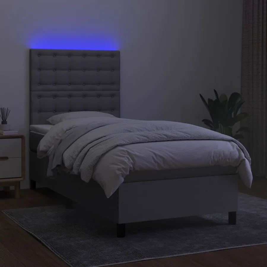 Sommier à lattes de lit avec matelas et LED Gris clair 90x200cm - 4