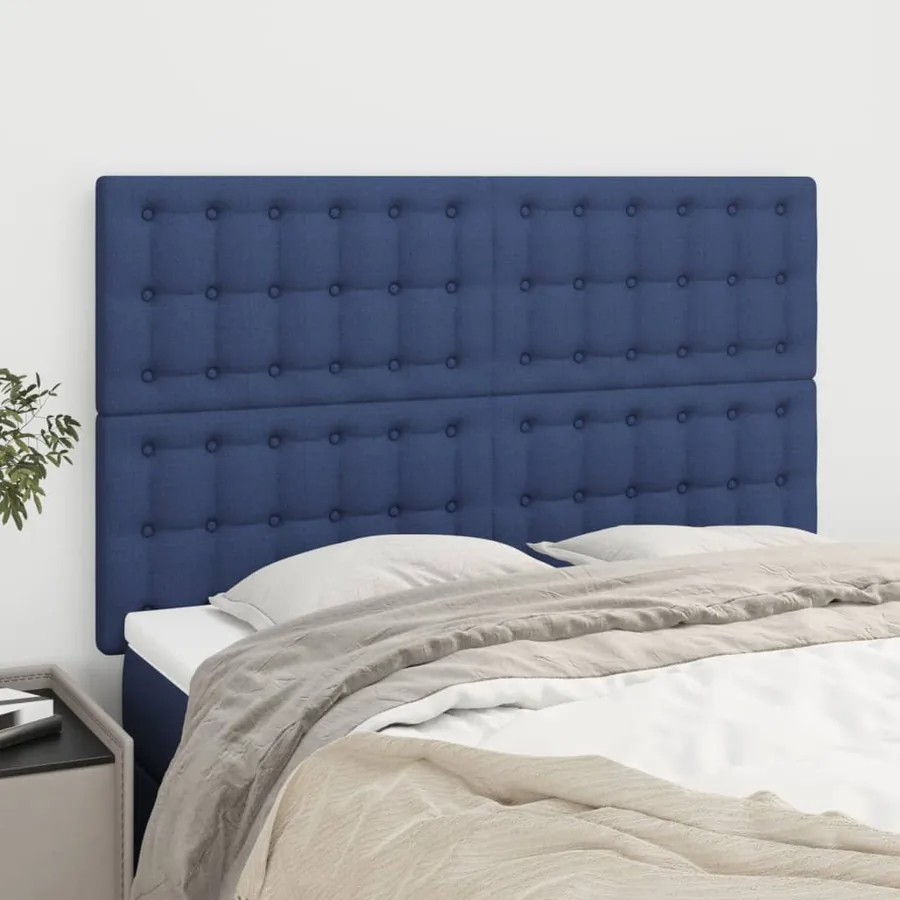 Tête de lit Bleu 144x5x118/128 cm Tissu