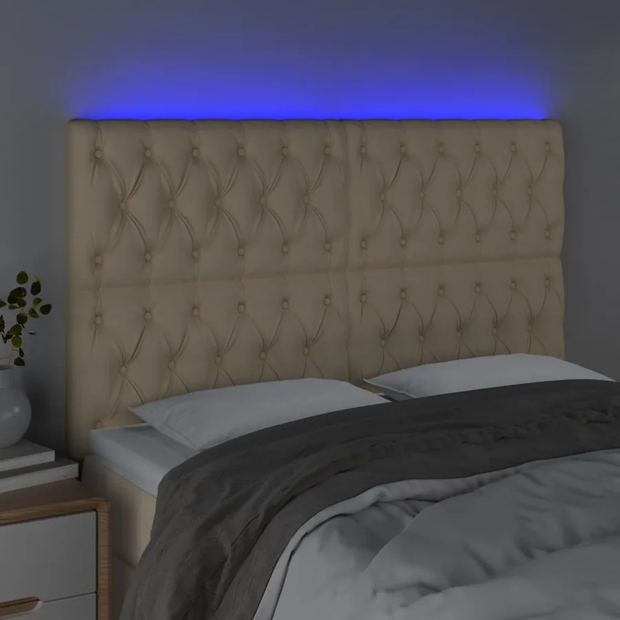Tête de lit à LED Crème 144x7x118/128 cm Tissu - 3