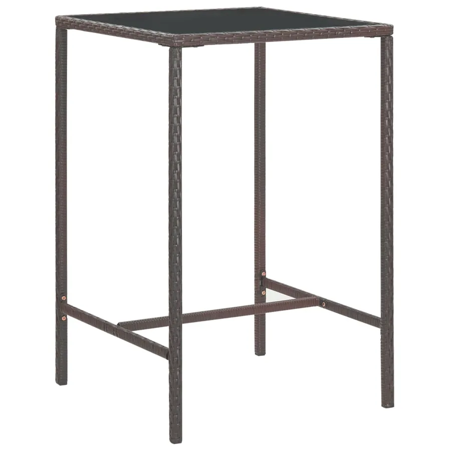 Ensemble bar de jardin 5 pcs et coussins Résine tressée Marron - 6