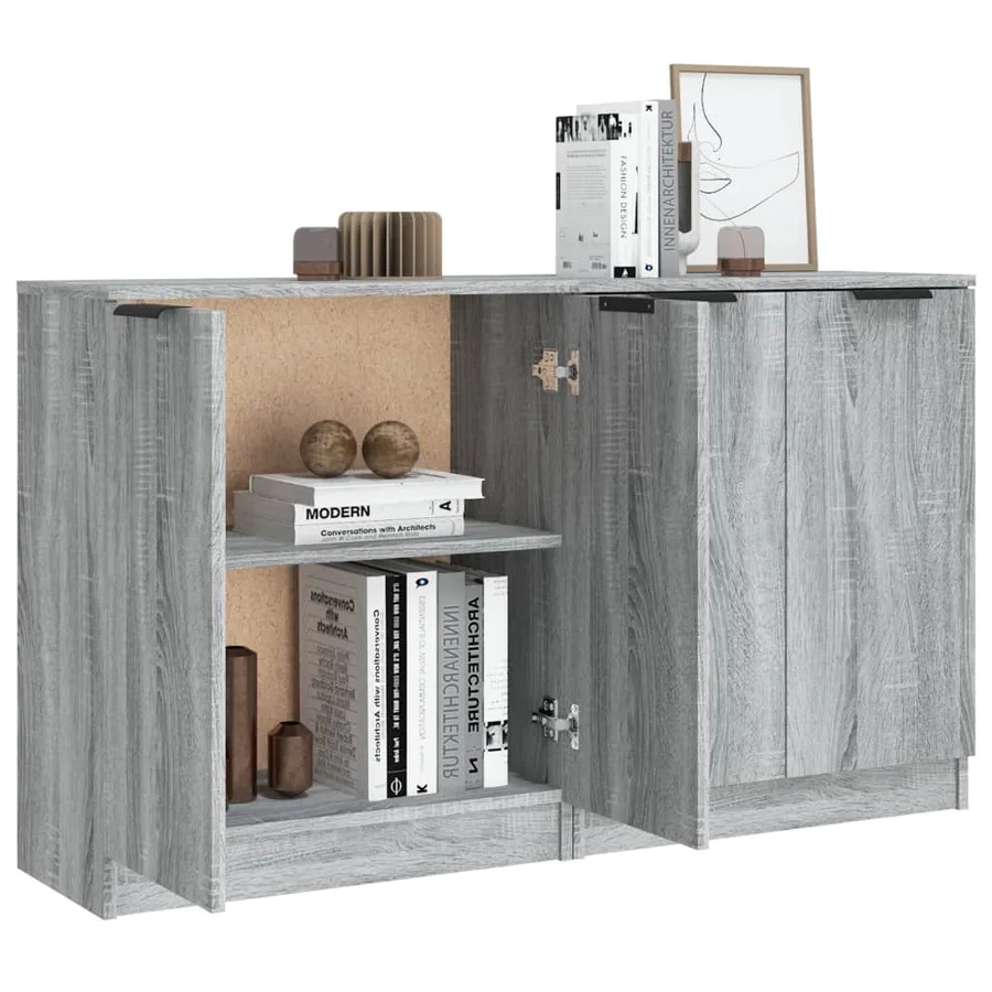 Buffets 2 pcs Sonoma gris 60x30x70 cm Bois d'ingénierie - 5