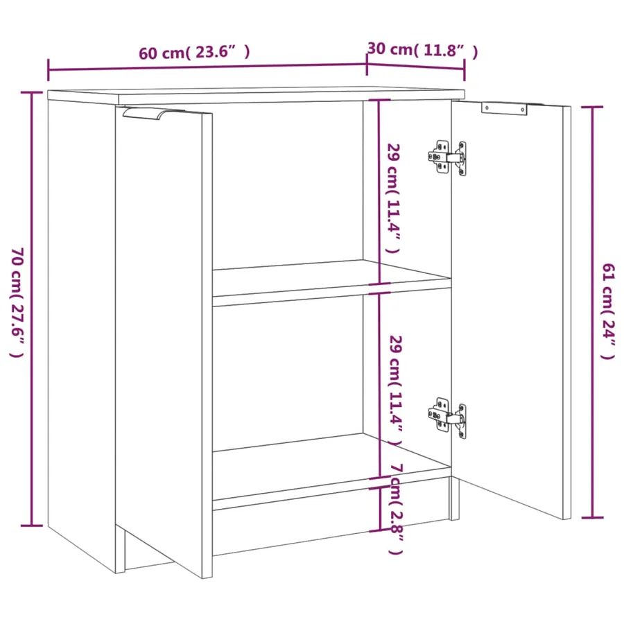 Buffets 2 pcs Sonoma gris 60x30x70 cm Bois d'ingénierie - 6
