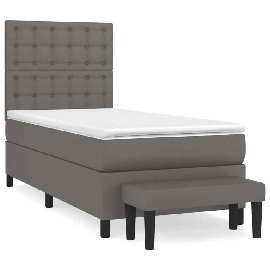 Sommier à lattes de lit avec matelas Gris 90x190 cm Similicuir - 2
