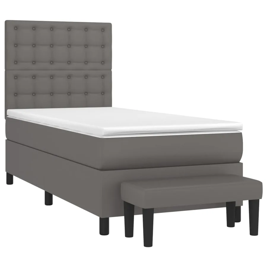 Sommier à lattes de lit avec matelas Gris 90x190 cm Similicuir - 3