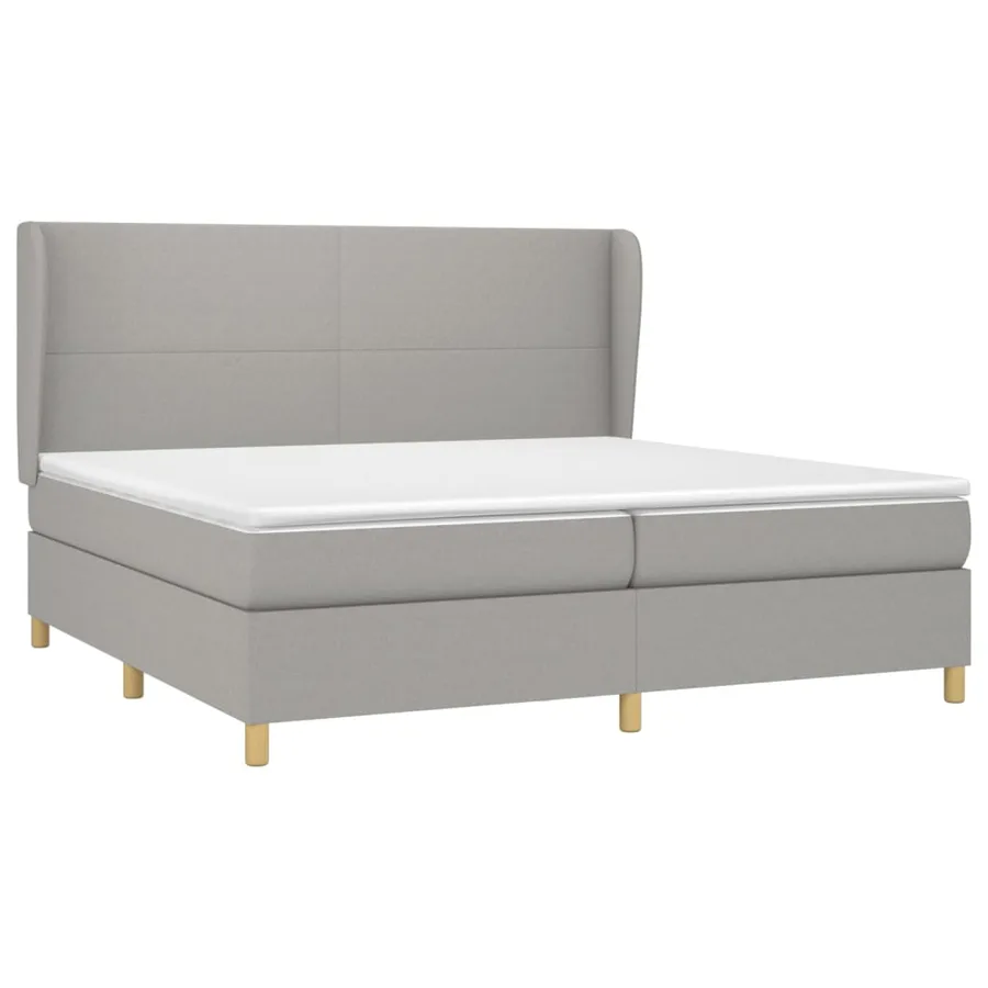 Sommier à lattes de lit avec matelas Gris clair 200x200cm Tissu - 3