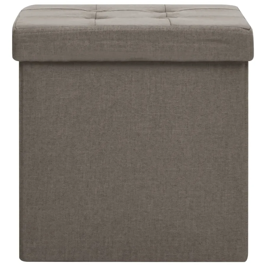 Tabourets de rangement pliables lot de 2 taupe faux lin - 4
