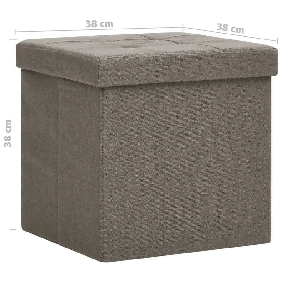 Tabourets de rangement pliables lot de 2 taupe faux lin - 9