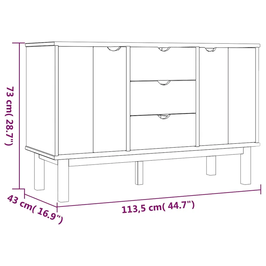 Buffet OTTA 113,5x43x73 cm Bois massif de pin - 6