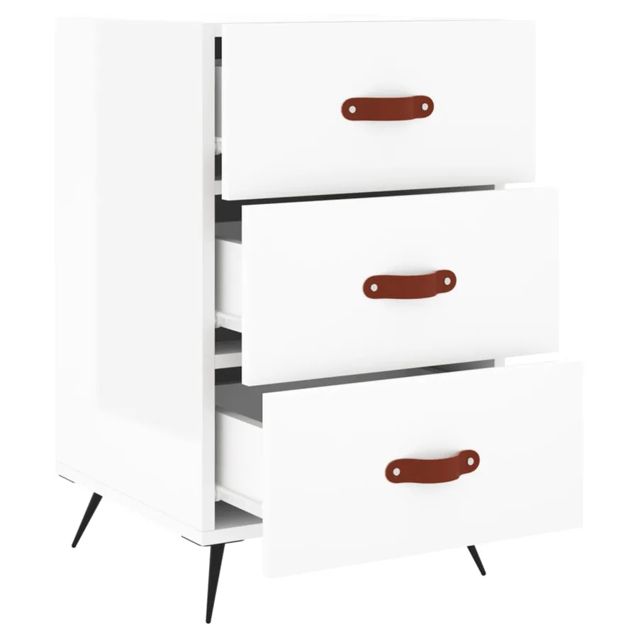 Table de chevet blanc brillant 40x40x66 cm bois d'ingénierie - 5