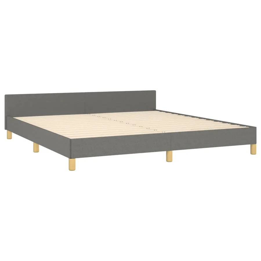 Cadre de lit sans matelas gris foncé tissu - 5
