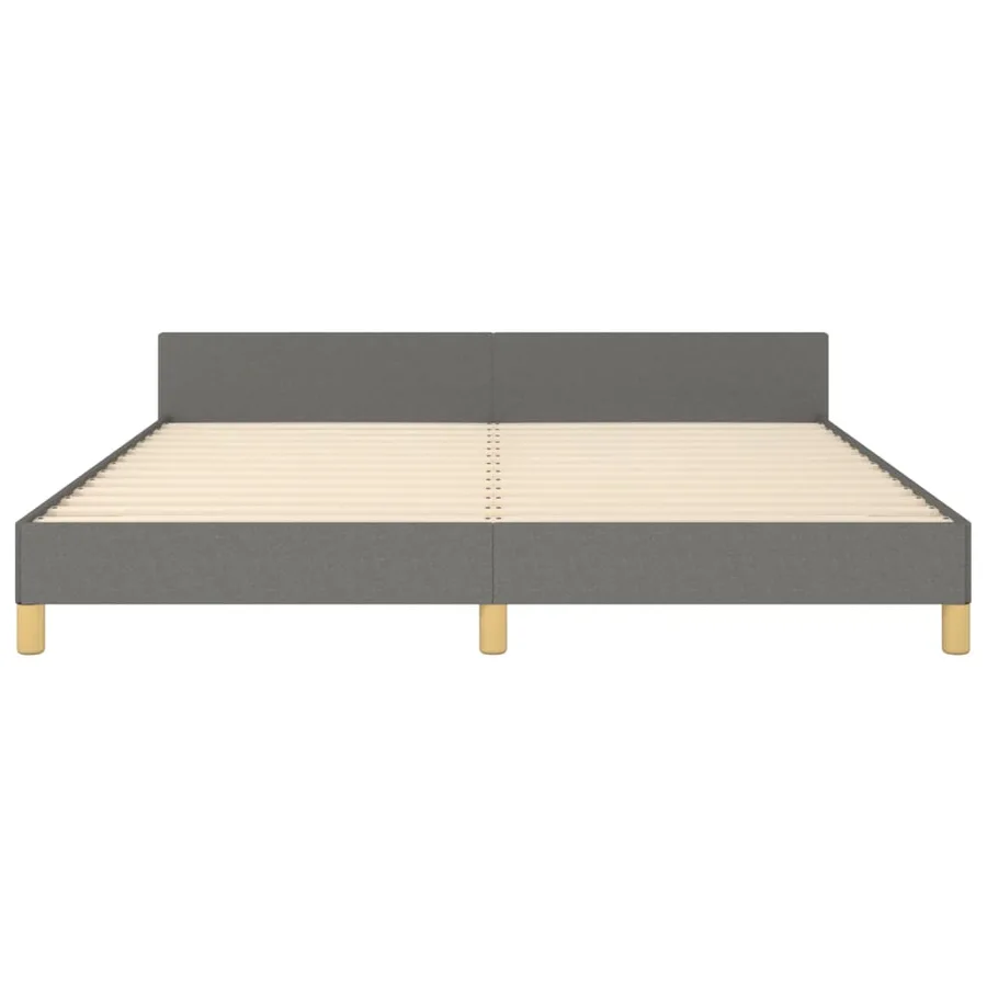 Cadre de lit sans matelas gris foncé tissu - 6