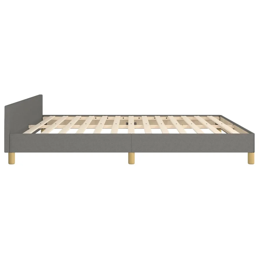 Cadre de lit sans matelas gris foncé tissu - 7