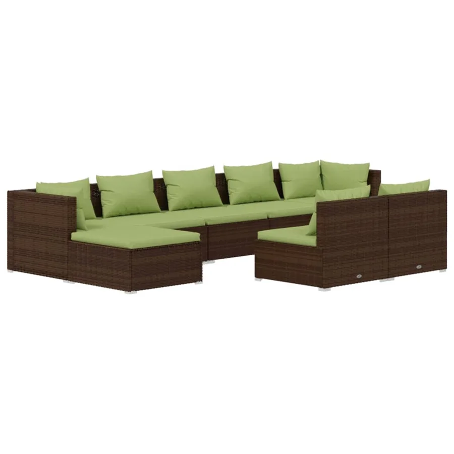 Salon de jardin avec coussins 9 pcs marron résine tressée - 2