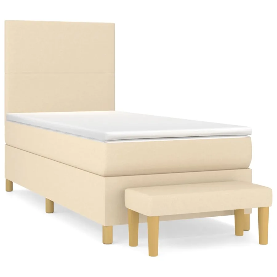 Sommier à lattes de lit avec matelas Crème 100x200 cm Tissu - 2