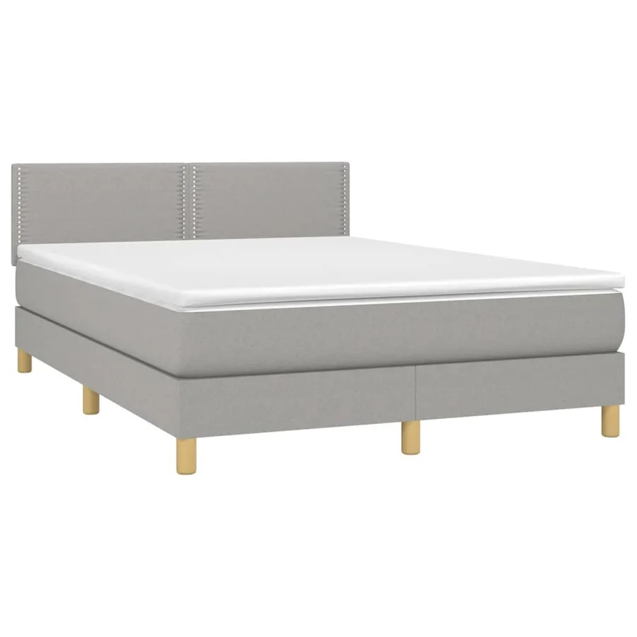 Sommier à lattes de lit et matelas et LED Gris clair 140x190 cm - 4
