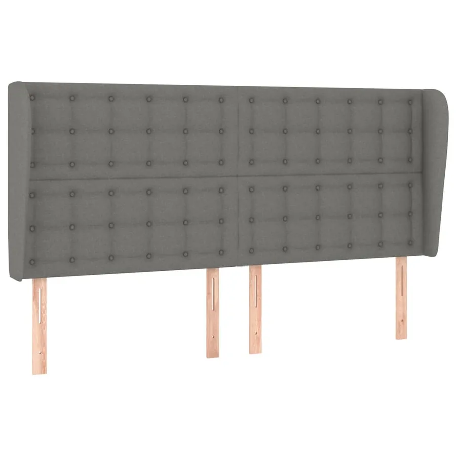 Tête de lit avec oreilles Gris foncé 183x23x118/128 cm Tissu - 2
