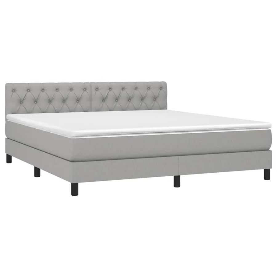 Sommier à lattes de lit avec matelas Gris clair 160x200cm Tissu - 3