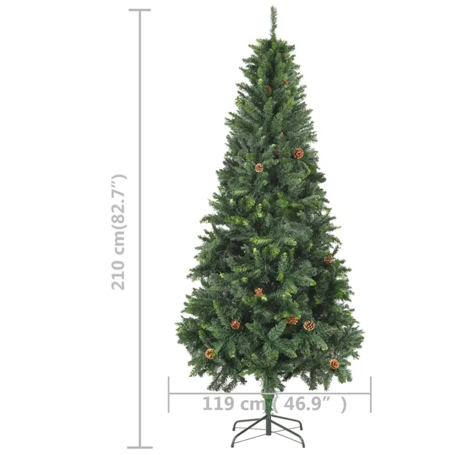 Arbre de Noël artificiel pré-éclairé pommes de pin vert 210 cm - 11