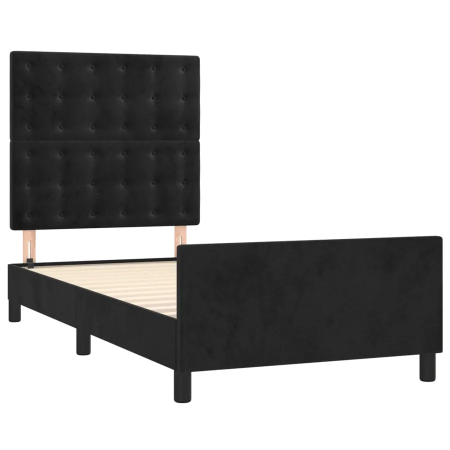Cadre de lit sans matelas noir 100x200 cm velours - 4