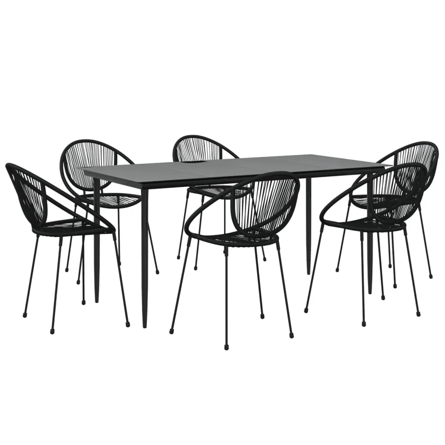 Ensemble à manger de jardin 7 pcs Noir Rotin PVC - 3