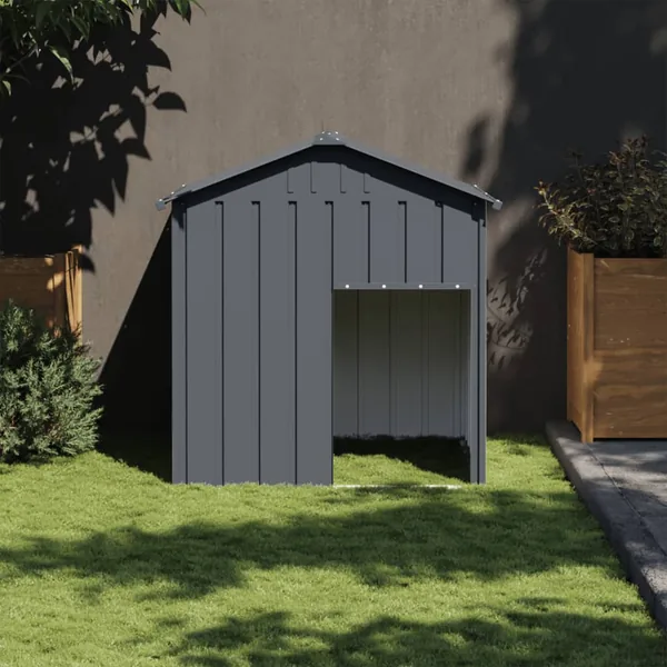 Niche pour chien avec toit anthracite acier galvanisé