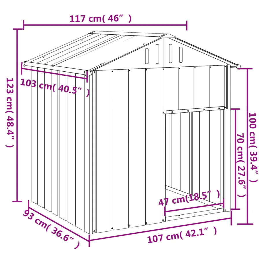 Niche pour chien avec toit anthracite acier galvanisé - 5