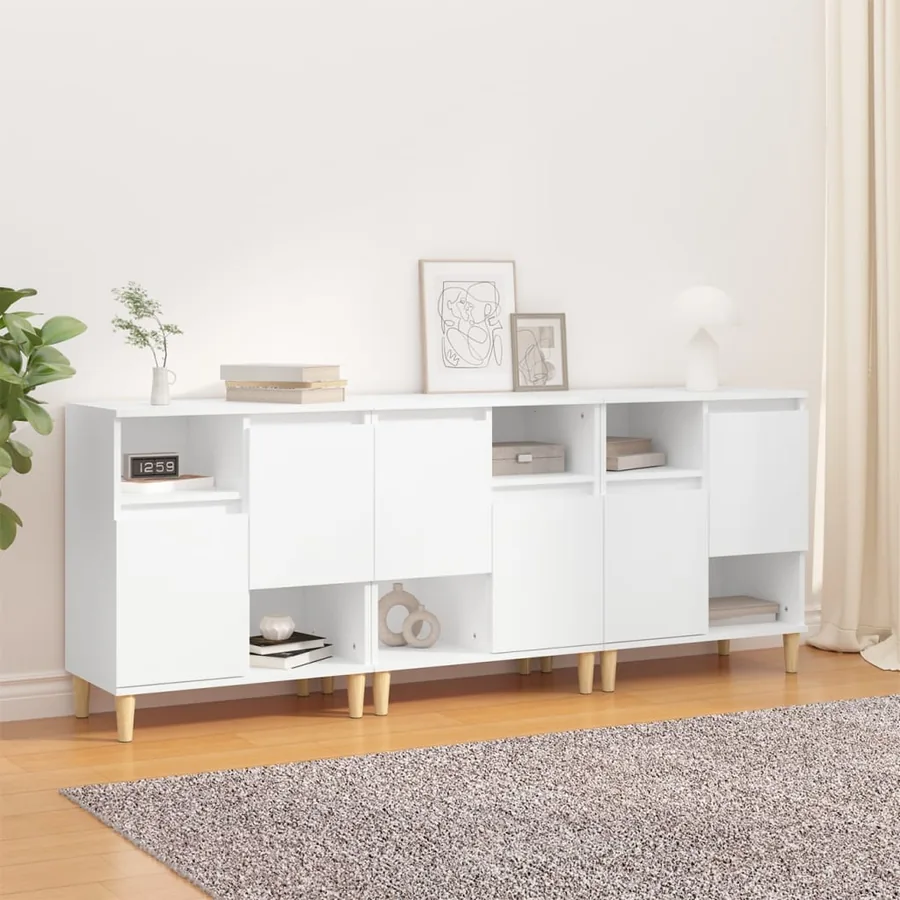 Buffets 3 pcs blanc 60x35x70 cm bois d'ingénierie